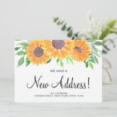 Rustic Sunflower New Address Moving Announge Kaart (Staand voorkant)