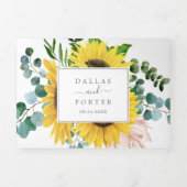 Rustic Sunflower Photo Weddenschap in één keer Drieluik Uitnodiging (Cover)