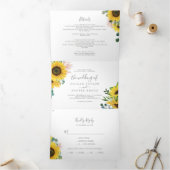 Rustic Sunflower Photo Weddenschap in één keer Drieluik Uitnodiging (Binnen)