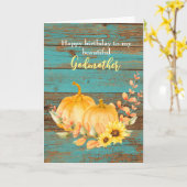 Rustic Sunflower Pumpkin Herfst Birthday Godmoeder Kaart (Gele Bloem)