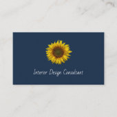Rustic Sunflower QR code Boho Navy Blue Visitekaartje (Voorkant)