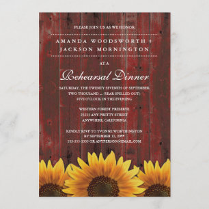 Rustic Sunflower Rehearsal Dinner Invitations Kaart