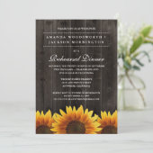 Rustic Sunflower Rehearsal Dinner Invitations Kaart (Staand voorkant)