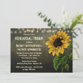 Rustic Sunflower Rehearsal Dinner Invitations Kaart (Staand voorkant)