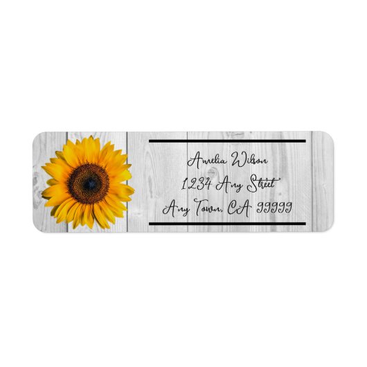 Rustic Sunflower Return Address Label (Voorkant)
