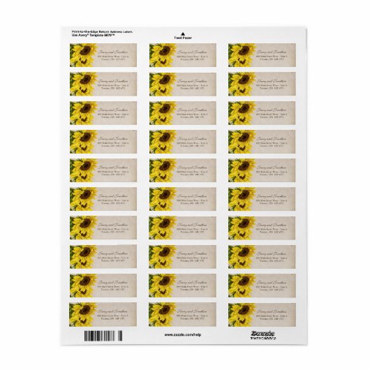 Rustic Sunflower Return Address Labels (Full Sheet)