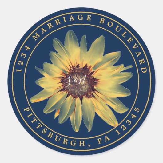 Rustic Sunflower Return Address Sticker (Voorkant)