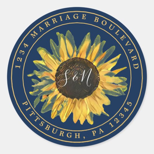 Rustic Sunflower Return Address Sticker (Voorkant)