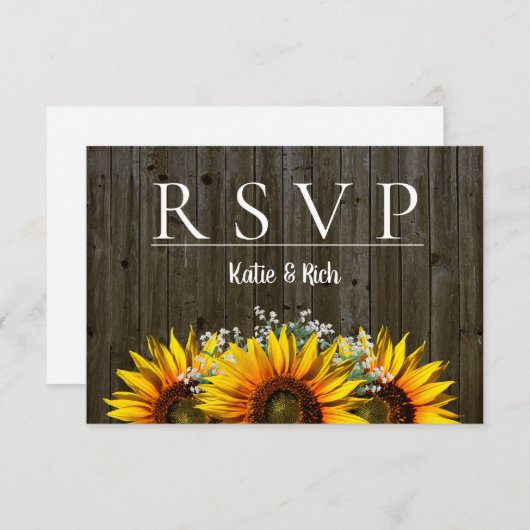 Rustic Sunflower RSVP Aankondiging (Voorkant / Achterkant)
