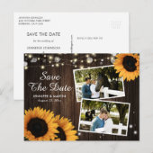 Rustic Sunflower Save the Date Photo Briefkaarten (Voorkant / Achterkant)