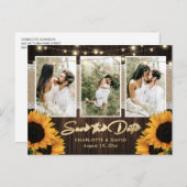 Rustic Sunflower Save the Date Photo Briefkaarten (Voorkant / Achterkant)