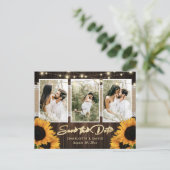 Rustic Sunflower Save the Date Photo Briefkaarten (Staand voorkant)