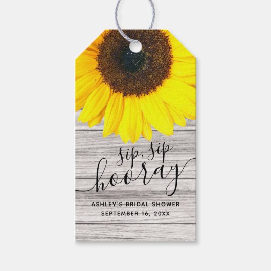 Rustic Sunflower Sip Sip Hooray Favor Cadeaulabel (Voorkant)