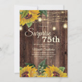 Rustic Sunflower String Light Surprise 75th Kaart (Voorkant)