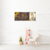 Rustic Sunflower String Lights Afstuderen Spandoek (Insitu)