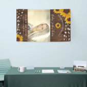 Rustic Sunflower String Lights Afstuderen Spandoek (Beurs)