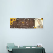 Rustic Sunflower String Lights Afstuderen Spandoek (Beurs)