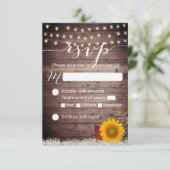 Rustic Sunflower String Lights Fall Wedding RSVP (Staand voorkant)