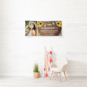 Rustic Sunflower String Lights Graduation Party Spandoek (Insitu)