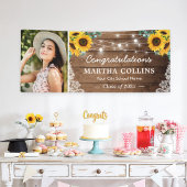 Rustic Sunflower String Lights Graduation Party Spandoek