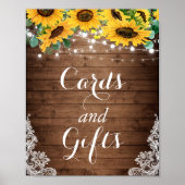 Rustic Sunflower String Lights Kaart en Gifts Sign Poster (Voorkant)