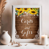 Rustic Sunflower String Lights Kaart en Gifts Sign Poster