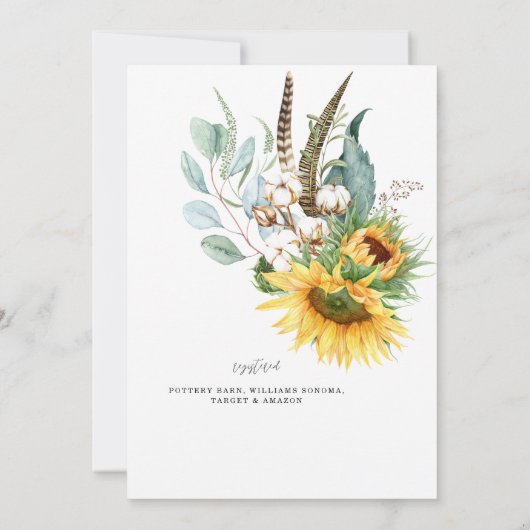 Rustic Sunflower String Lights Lavender Bridal Kaart (Achterkant)