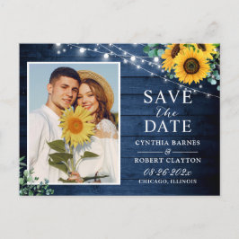 Rustic Sunflower String Lights Save the Date Briefkaart