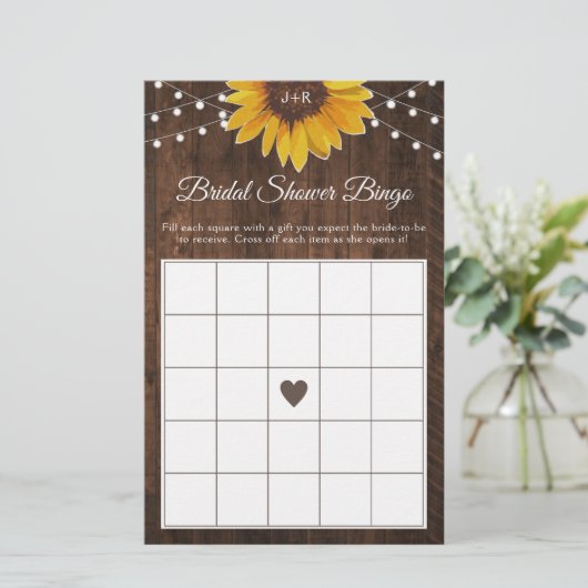 Rustic Sunflower String Lights Vrijgezellenfeest B (Staand voorkant)