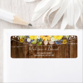 Rustic Sunflower String Lights Wedding Address Etiket (Insitu)