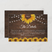 Rustic Sunflower String Lights Wedding Details Informatiekaartje (Voorkant / Achterkant)