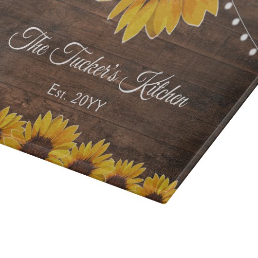Rustic Sunflower String Lights Wedding Gift Snijplank (Hoek)