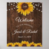 Rustic Sunflower String Lights Welkom Weddenschap Poster (Voorkant)