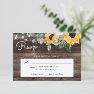 Rustic Sunflower String Lights Wood RSVP Kaartje