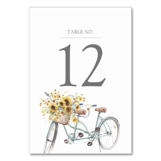 Rustic Sunflower Tandem Bicycle Waterverf Wedding Kaart (Voorkant)