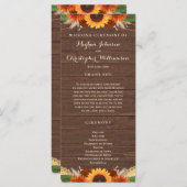 Rustic Sunflower Terracotta Rozen Boho Wedding Programma (Voorkant / Achterkant)