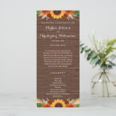 Rustic Sunflower Terracotta Rozen Boho Wedding Programma (Staand voorkant)