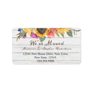 Rustic Sunflower Verhuizen Nieuwe Adreswijziging Etiket