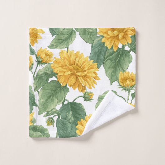 Rustic Sunflower Watercolor Floral (Gant de toilette)
