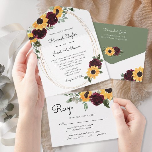 Rustic Sunflower Weddenschap met RSVP All In One Uitnodiging