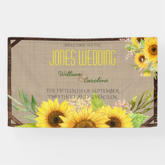 Rustic Sunflower Wedding Banner (Horizontaal)