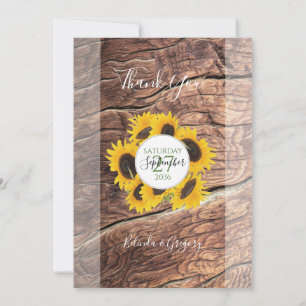 Rustic Sunflower Wedding Bedankkaart