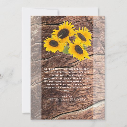 Rustic Sunflower Wedding Bedankt (Voorkant)