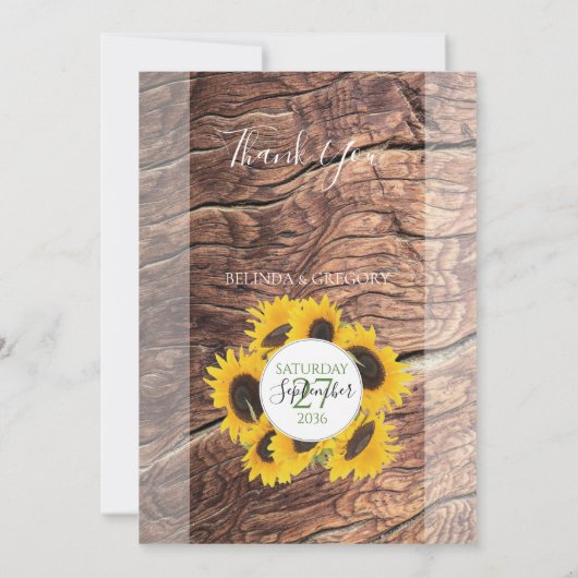 Rustic Sunflower Wedding Bedankt (Achterkant)