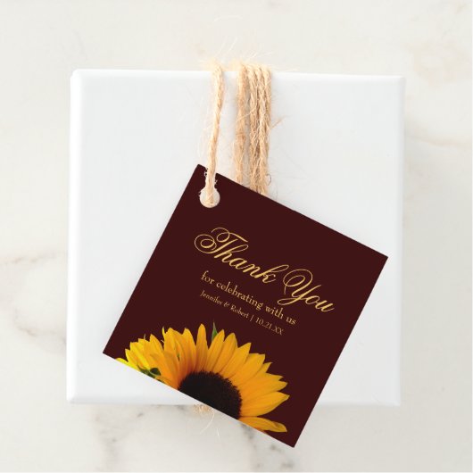 Rustic Sunflower Wedding Bedankt Bedankjes Labels (In situ)