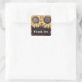 Rustic Sunflower Wedding Bedankt Vierkante Sticker (Tas)