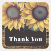 Rustic Sunflower Wedding Bedankt Vierkante Sticker (Voorkant)