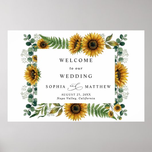 Rustic Sunflower Wedding Foam Board Poster (Voorkant)