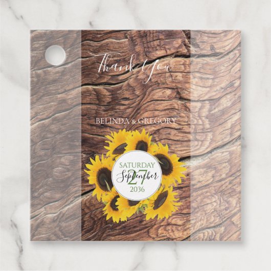 Rustic Sunflower Wedding Gift Bedankjes Labels (Voorkant)