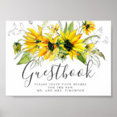 Rustic Sunflower Wedding Guestbook Sign Poster (Voorkant)